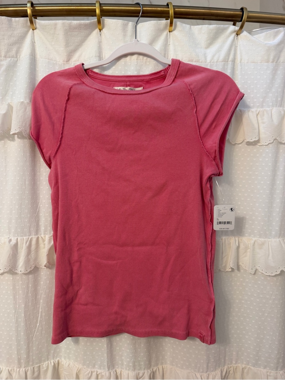 Free People We The Free Pinky Promise Ribbed Tee NWT Size XL